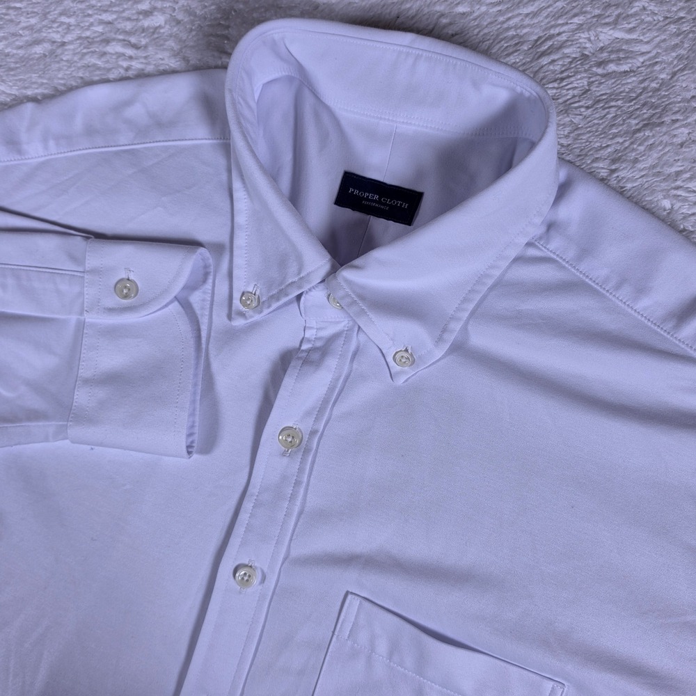 NEW Proper Cloth Performance PCK244 Mens XL White Button Up Birdseye Knit Top